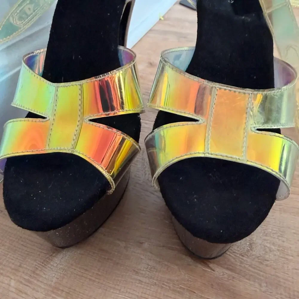 Pleaser Holographic Platform Heels